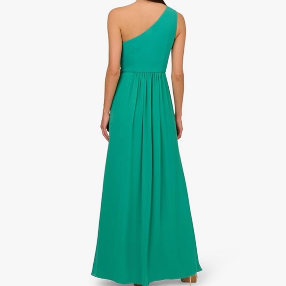 Adrianna Papell Women's One Shoulder Chiffon Gown Special Occasion Dress Size 14 - Picture 3 of 16